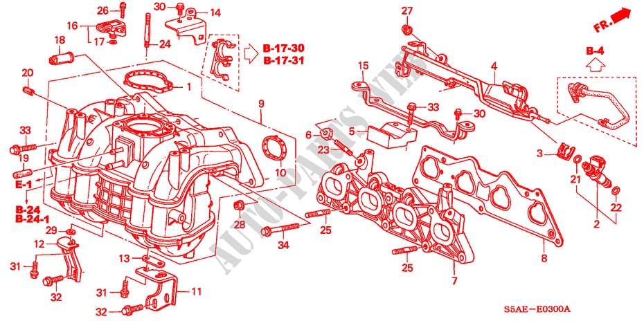 INLAAT SPRUITSTUK voor Honda CIVIC 1.6 LS 4 deuren 4-traps automatische versnellingsbak 2004