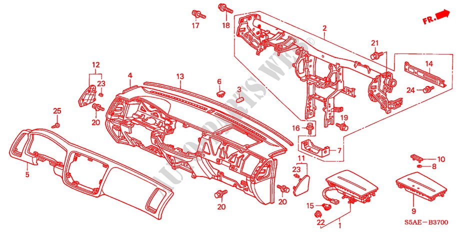 INSTRUMENTEN PANEEL(LH) voor Honda CIVIC 1.6 LS 4 deuren 4-traps automatische versnellingsbak 2004
