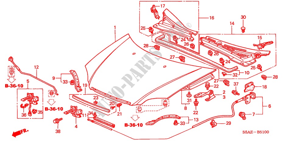 KAP(LH) voor Honda CIVIC 1.6 LS 4 deuren 4-traps automatische versnellingsbak 2003