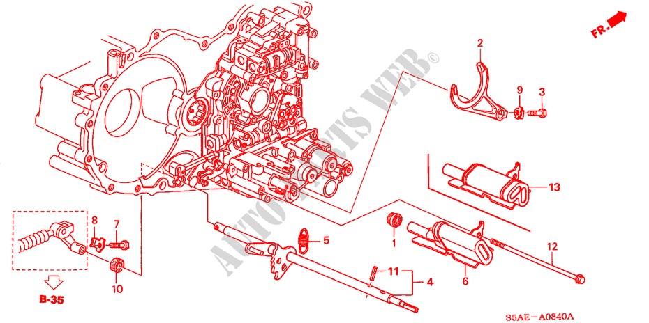OVERSCHAKELVORK/REGELAS voor Honda CIVIC 1.6 LS 4 deuren 4-traps automatische versnellingsbak 2004