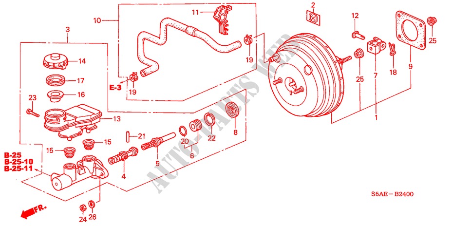 REM HOOFDCILINDER/ HOOFDSPANNING(LH) voor Honda CIVIC 1.6 LS 4 deuren 4-traps automatische versnellingsbak 2004