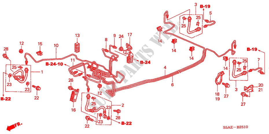 REMVOERINGEN(ABS) (LH) (1) voor Honda CIVIC 1.6 LS 4 deuren 4-traps automatische versnellingsbak 2004