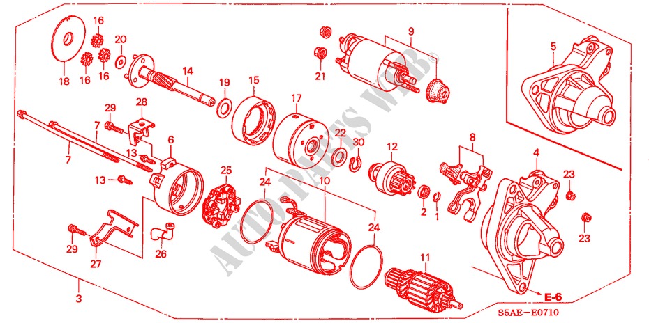 STARTMOTOR(DENSO) (1) voor Honda CIVIC 1.6 LS 4 deuren 4-traps automatische versnellingsbak 2004