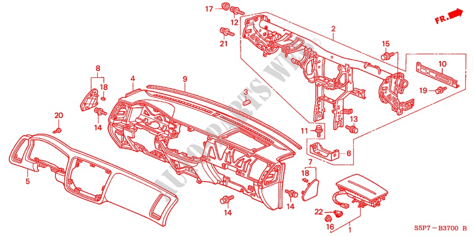 INSTRUMENTEN PANEEL(LH) voor Honda CIVIC COUPE ES 2 deuren 5-versnellings handgeschakelde versnellingsbak 2001