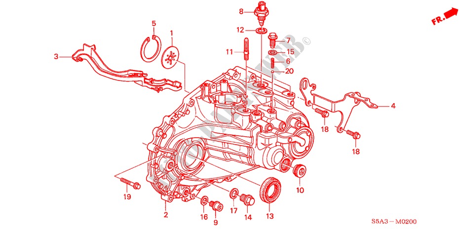 TRANSMISSIE HUIS voor Honda CIVIC COUPE SE       EXECUTIVE 2 deuren 5-versnellings handgeschakelde versnellingsbak 2003
