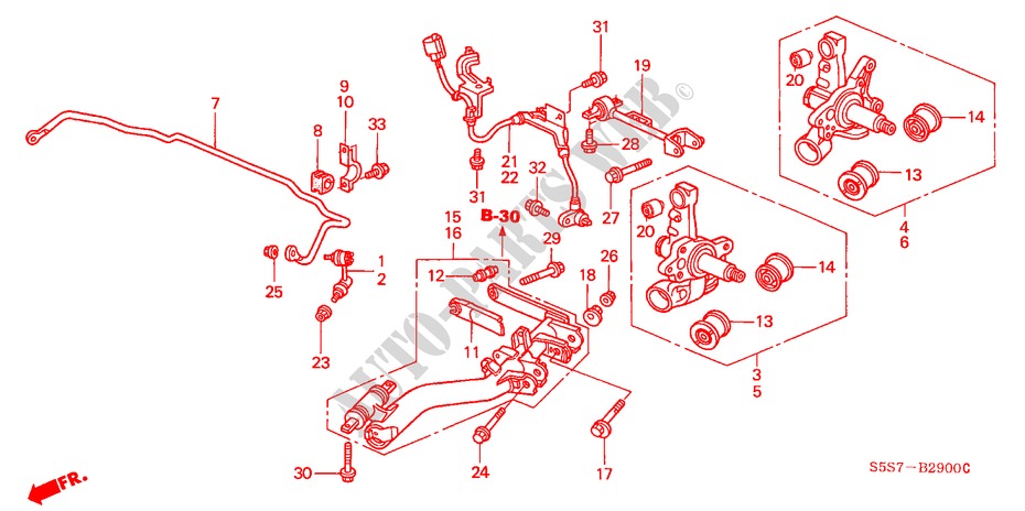 ACHTER ONDER ARM voor Honda CIVIC TYPE R     PREMIUM 3 deuren 6-versnellings handgeschakelde versnellingsbak 2004