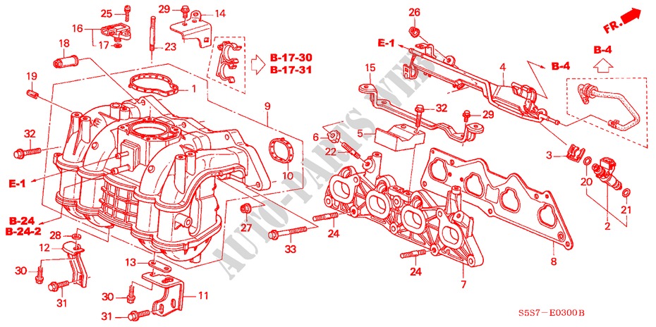 INLAAT SPRUITSTUK (1.4L/1.6L) voor Honda CIVIC 1.6SE    EXECUTIVE 3 deuren 5-versnellings handgeschakelde versnellingsbak 2001