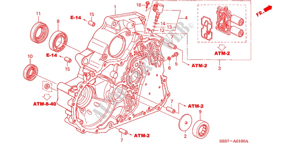 KOPPEL CONVERTER HUIS voor Honda CIVIC 1.6SE 3 deuren 4-traps automatische versnellingsbak 2001
