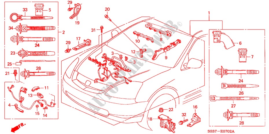 MOTOR BEDRADINGSBUNDEL (TYPE R)(LH) voor Honda CIVIC TYPE R 3 deuren 6-versnellings handgeschakelde versnellingsbak 2004