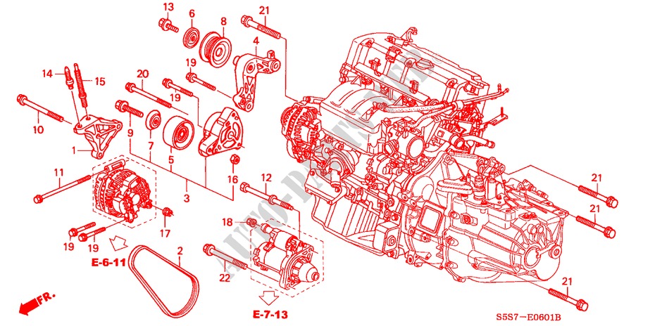 MOTOR BEVESTIGING BEUGEL (TYPE R) voor Honda CIVIC TYPE R 3 deuren 6-versnellings handgeschakelde versnellingsbak 2004