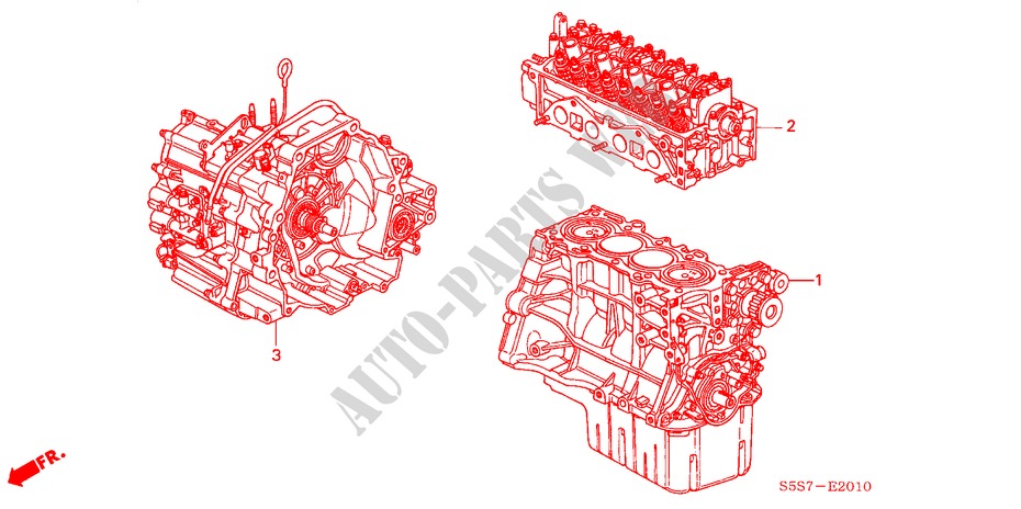 MOTOR MONTAGE/VERSNELLINGSBAKSAMENSTEL(1.4L/1.6L) voor Honda CIVIC 1.6ES 3 deuren 5-versnellings handgeschakelde versnellingsbak 2002
