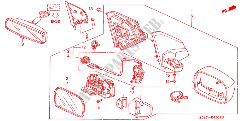 SPIEGEL(2) voor Honda CIVIC 1.6SE 3 deuren 4-traps automatische versnellingsbak 2001