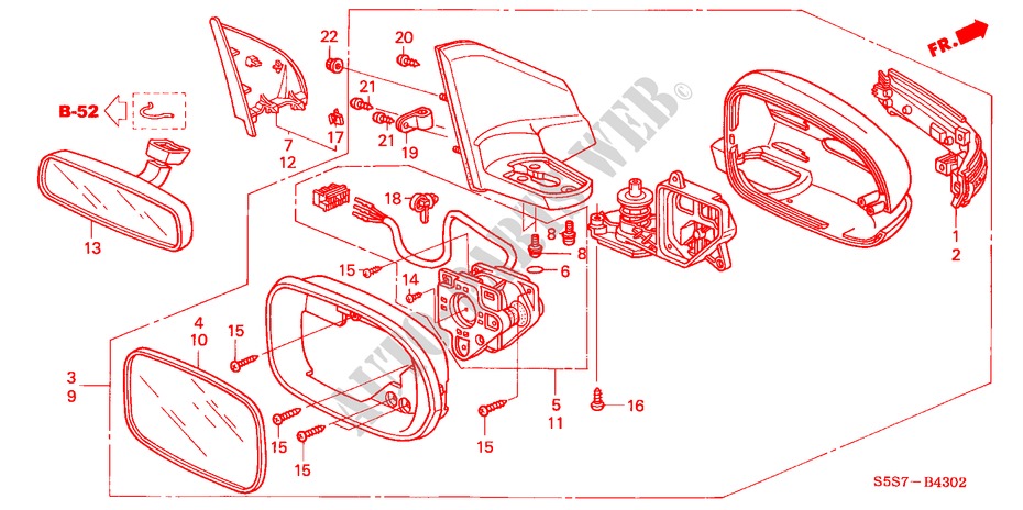 SPIEGEL(3) voor Honda CIVIC TYPE R     PREMIUM 3 deuren 6-versnellings handgeschakelde versnellingsbak 2004