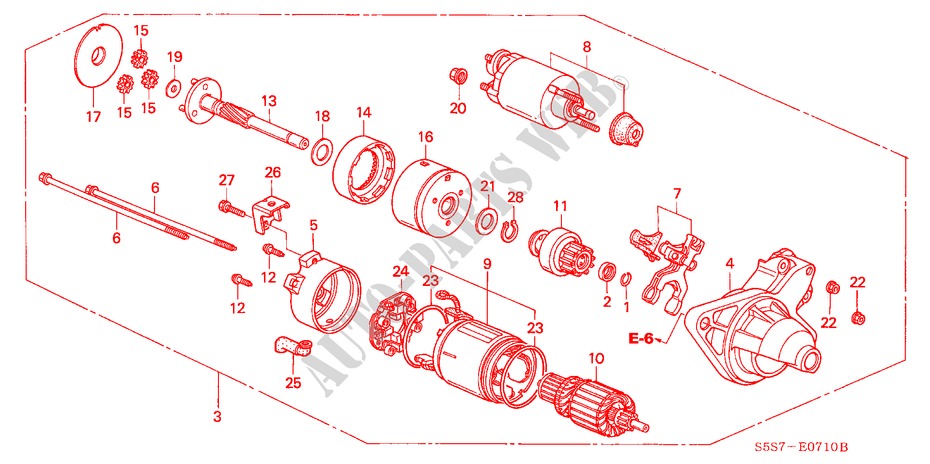 STARTMOTOR(DENSO)(1) voor Honda CIVIC 1.6ES 3 deuren 4-traps automatische versnellingsbak 2003