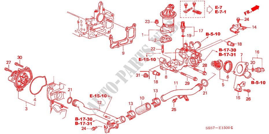 WATERPOMP/SENSOR (1.4L/1.6L) voor Honda CIVIC 1.4S 3 deuren 5-versnellings handgeschakelde versnellingsbak 2001