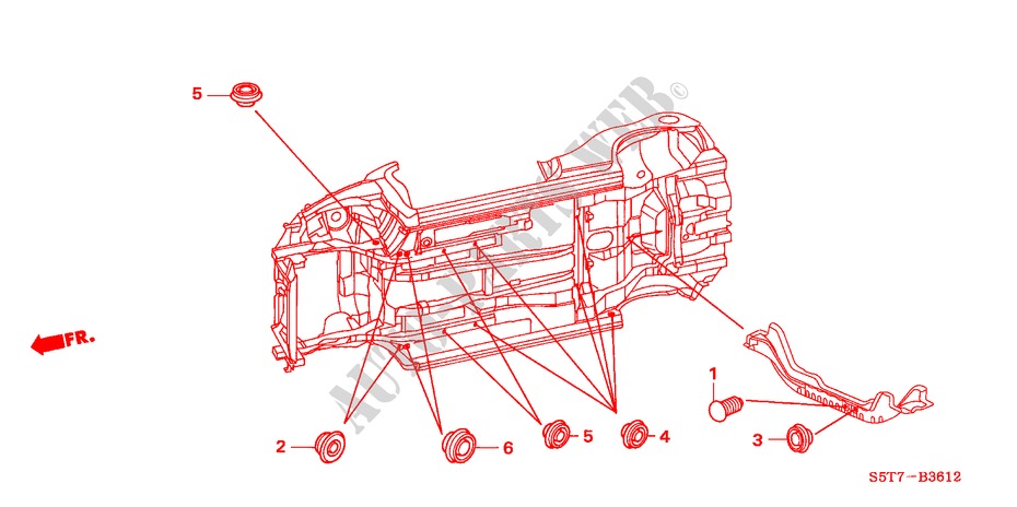 DOORVOERTULLE(ONDER) voor Honda CIVIC 1.4 SPORT 3 deuren 5-versnellings handgeschakelde versnellingsbak 2005