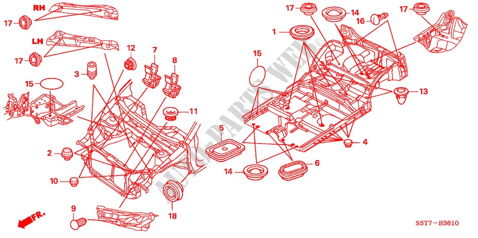 DOORVOERTULLE(VOOR) voor Honda CIVIC 1.4 SPORT 3 deuren 5-versnellings handgeschakelde versnellingsbak 2005