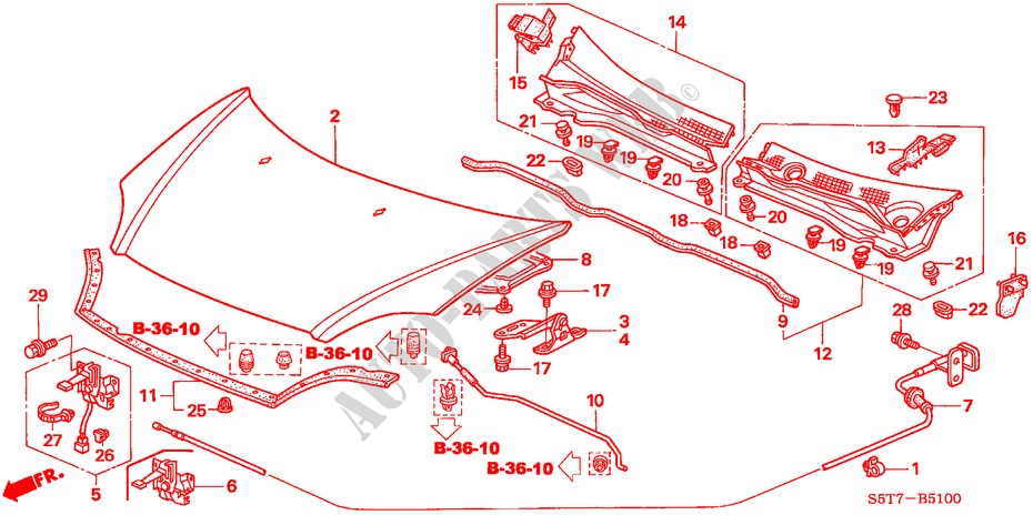 KAP(LH) voor Honda CIVIC 1.6 SPORT 3 deuren 5-versnellings handgeschakelde versnellingsbak 2005