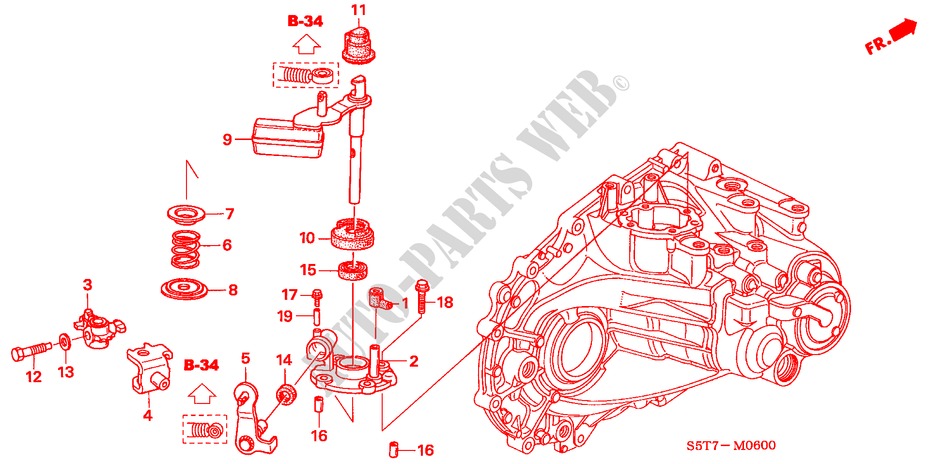 OVERSCHAKELARM/OVERSCHAKELHENDEL (1.4L/1.6L) voor Honda CIVIC 1.4 SPORT 3 deuren 5-versnellings handgeschakelde versnellingsbak 2005