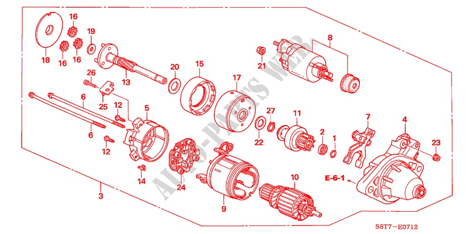 STARTMOTOR(DENSO)(TYPE R) voor Honda CIVIC TYPE R     PREMIUM 3 deuren 6-versnellings handgeschakelde versnellingsbak 2005
