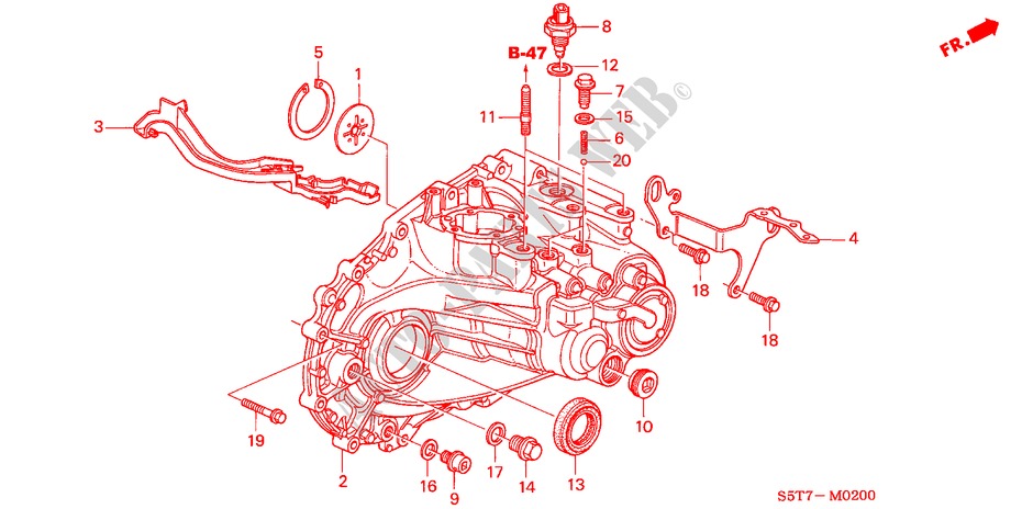 TRANSMISSIE HUIS (1.4L/1.6L) voor Honda CIVIC 1.6 SPORT 3 deuren 5-versnellings handgeschakelde versnellingsbak 2005