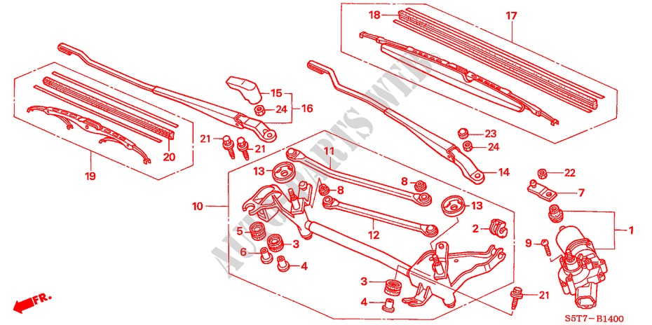 VOOR WISSER(LH) voor Honda CIVIC 1.4 SPORT 3 deuren 5-versnellings handgeschakelde versnellingsbak 2005