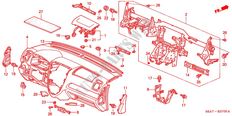 INSTRUMENTEN PANEEL(LH) voor Honda CIVIC 1.6S 5 deuren 5-versnellings handgeschakelde versnellingsbak 2003