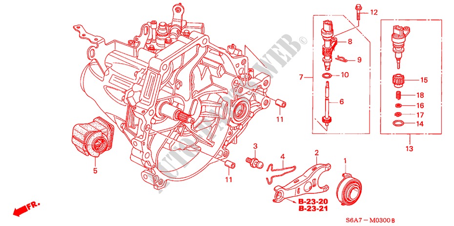 KOPPELING TERUGKEER (1.4L/1.5L/1.6L/1.7L) voor Honda CIVIC 1.6S 5 deuren 5-versnellings handgeschakelde versnellingsbak 2003