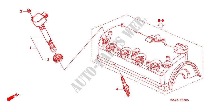 ONTSTEKINGSSPOEL(1.4L/1.5L/1.6L/1.7L) voor Honda CIVIC 1.6S 5 deuren 5-versnellings handgeschakelde versnellingsbak 2003