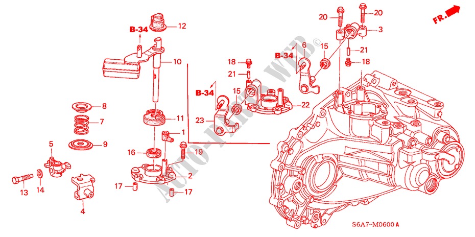 OVERSCHAKELSTANG/OVERSCHAKELHOUDER (1.4L/1.5L/1.6L/1.7L) voor Honda CIVIC 1.6S 5 deuren 5-versnellings handgeschakelde versnellingsbak 2003