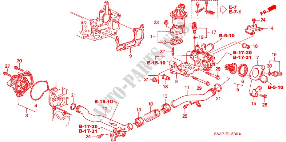 WATERPOMP/SENSOR(1.4L/1.5L/1.6L/1.7L) voor Honda CIVIC 1.6S 5 deuren 5-versnellings handgeschakelde versnellingsbak 2003