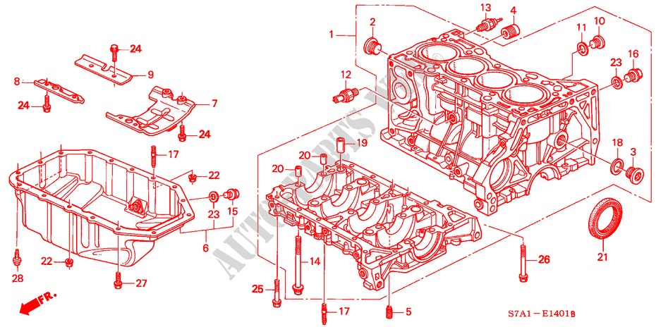 CILINDERBLOK/OLIEPAN (2.0L) voor Honda STREAM 2.0SE        SPORT 5 deuren 5-traps automatische versnellingsbak 2001