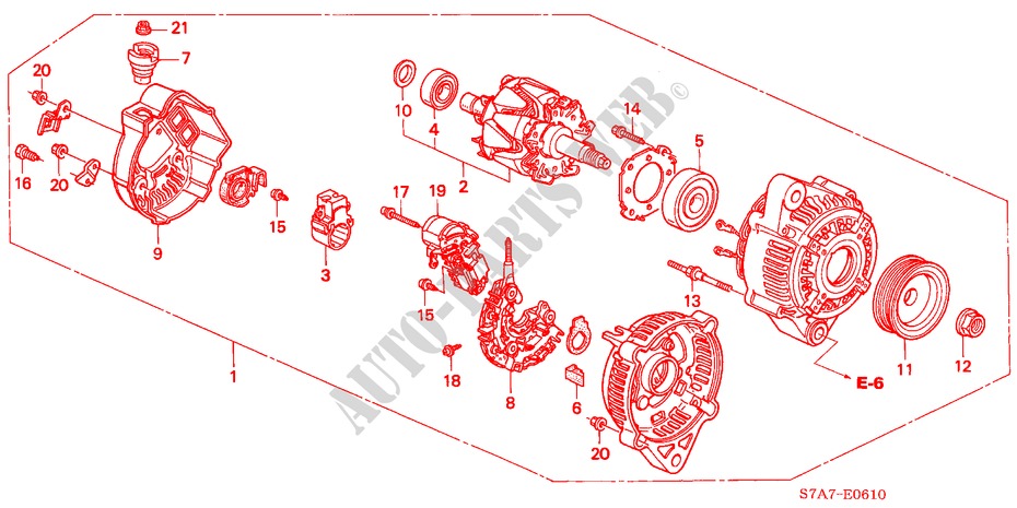 GENERATOR(DENSO) (1.7L) voor Honda STREAM 1.7ES 5 deuren 5-versnellings handgeschakelde versnellingsbak 2002