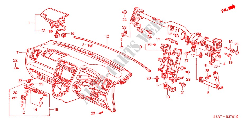 INSTRUMENTEN PANEEL(RH) voor Honda STREAM 2.0SE        SPORT 5 deuren 5-traps automatische versnellingsbak 2001