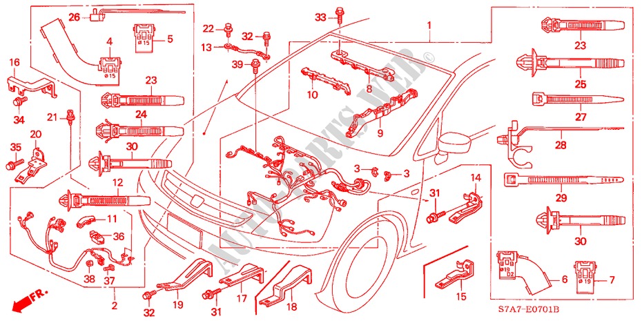 MOTOR BEDRADINGSBUNDEL (2.0L) voor Honda STREAM 2.0ES 5 deuren 5-versnellings handgeschakelde versnellingsbak 2001