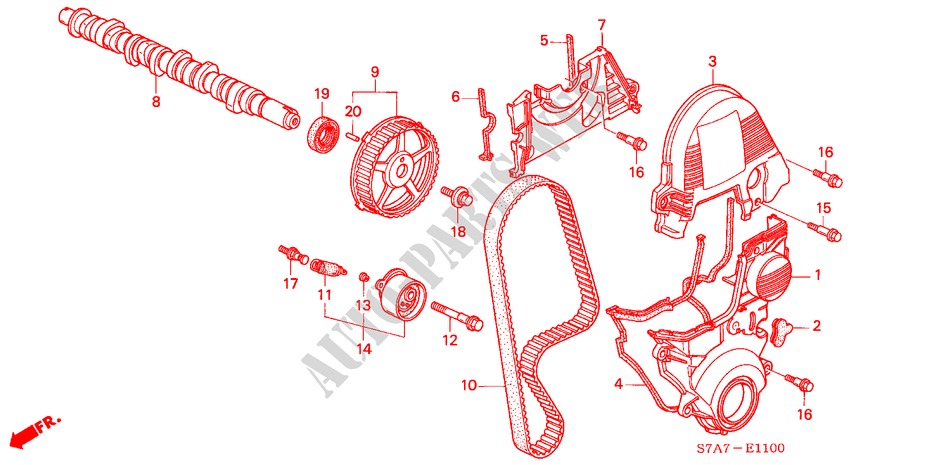 NOKKENAS/ONTSTEKINGSRIEM (1.7L) voor Honda STREAM 1.7ES 5 deuren 5-versnellings handgeschakelde versnellingsbak 2002