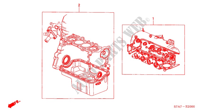 PAKKINGPAKKET(1.7L) voor Honda STREAM 1.7ES 5 deuren 5-versnellings handgeschakelde versnellingsbak 2002