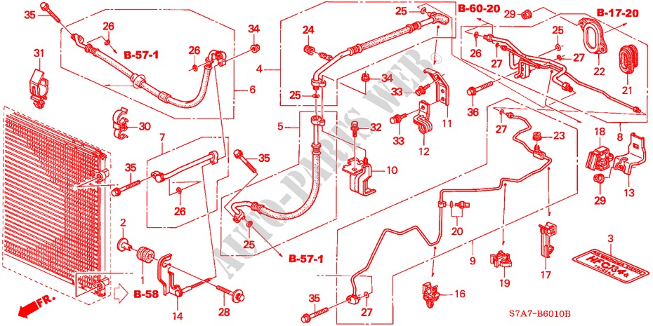 SLANGEN/PIJPEN(LH) ( '03) (DUAL) (2.0L) voor Honda STREAM 2.0ES 5 deuren 5-versnellings handgeschakelde versnellingsbak 2001