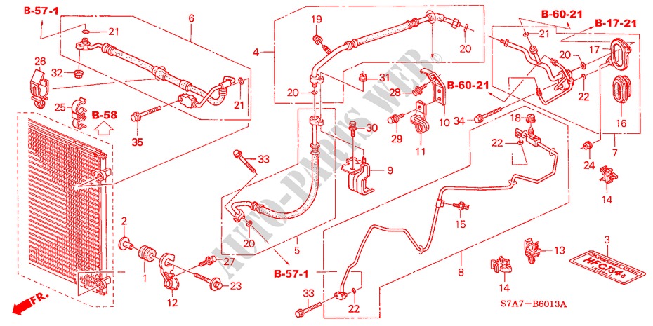 SLANGEN/PIJPEN(RH) ('04) (DUAL) (2.0L) voor Honda STREAM 2.0SE 5 deuren 5-versnellings handgeschakelde versnellingsbak 2004