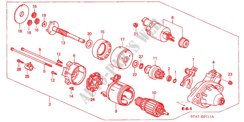 STARTMOTOR(DENSO) (2.0L) voor Honda STREAM 2.0SE        SPORT 5 deuren 5-traps automatische versnellingsbak 2001
