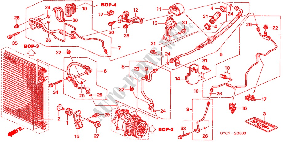 SLANGEN/PIJPEN(LH) (ENKELE)(1.7L) voor Honda STREAM ES 5 deuren 5-versnellings handgeschakelde versnellingsbak 2005