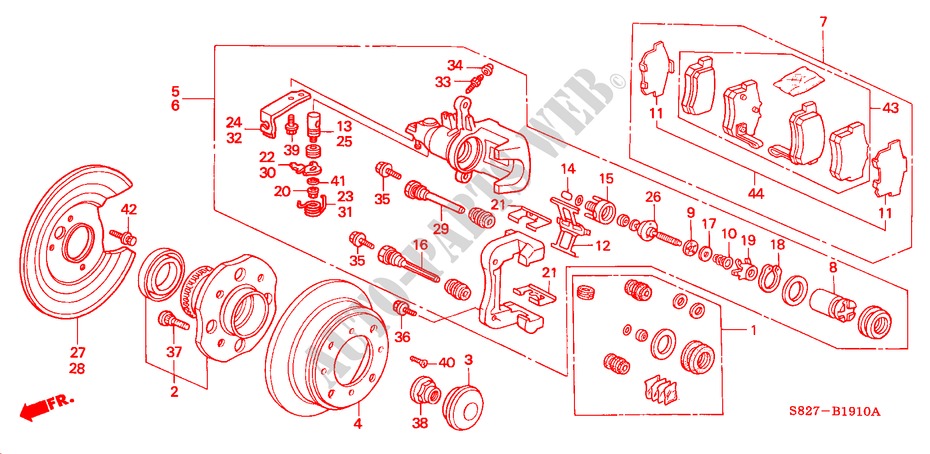 ACHTER REM(SCHIJF)(L4) voor Honda ACCORD COUPE 2.0IES 2 deuren 4-traps automatische versnellingsbak 2000