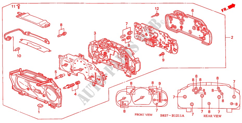 COMBINATIEMETER(V6) voor Honda ACCORD COUPE 3.0IV6 2 deuren 4-traps automatische versnellingsbak 2000
