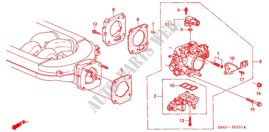 GAS HUIS(V6) voor Honda ACCORD COUPE 3.0IV6 2 deuren 4-traps automatische versnellingsbak 2000