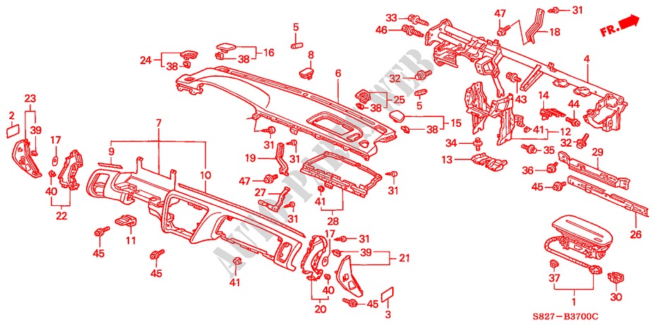 INSTRUMENTEN PANEEL(LH) voor Honda ACCORD COUPE 2.0IES 2 deuren 5-versnellings handgeschakelde versnellingsbak 1998