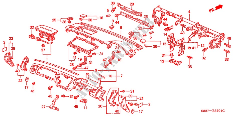 INSTRUMENTEN PANEEL(RH) voor Honda ACCORD COUPE 3.0IV6 2 deuren 4-traps automatische versnellingsbak 2002