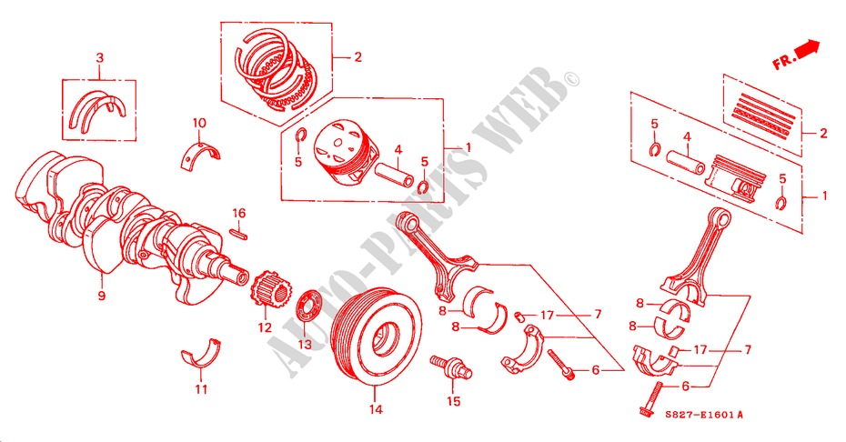 KRUKAS/ZUIGER(V6) voor Honda ACCORD COUPE 3.0IV6 2 deuren 4-traps automatische versnellingsbak 2000