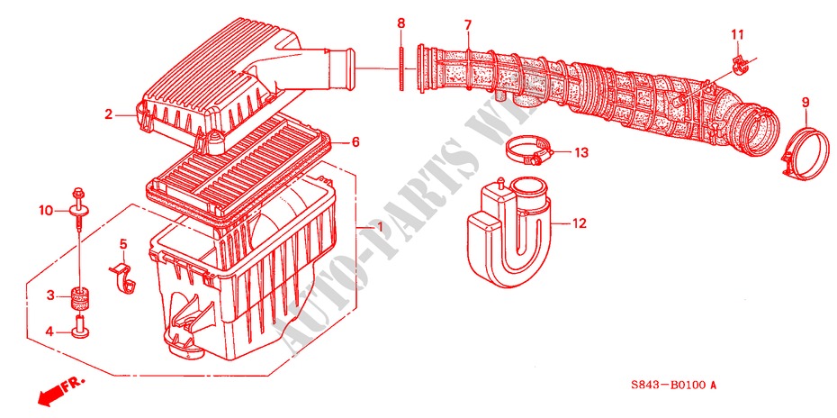 LUCHTFILTER(L4) voor Honda ACCORD COUPE 2.0IES 2 deuren 4-traps automatische versnellingsbak 2000