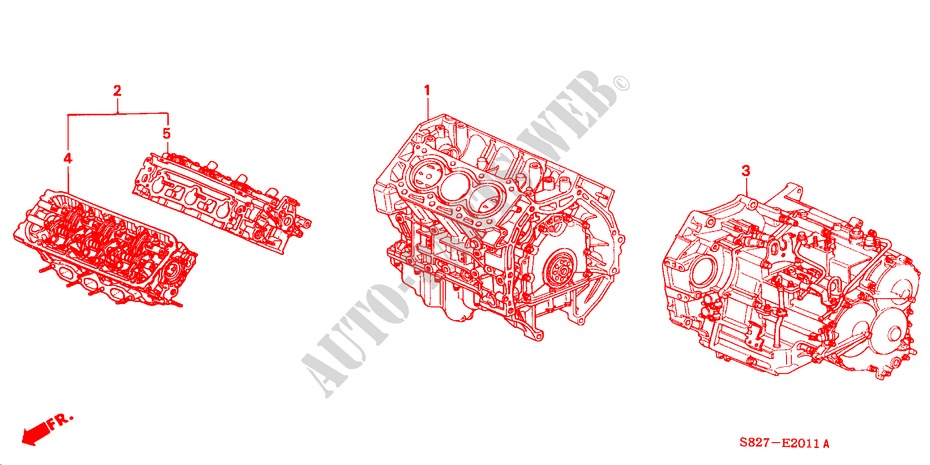 MOTOR MONTAGE/ VERSNELLINGSBAKSAMENSTEL(V6) voor Honda ACCORD COUPE 3.0IV6 2 deuren 4-traps automatische versnellingsbak 2000