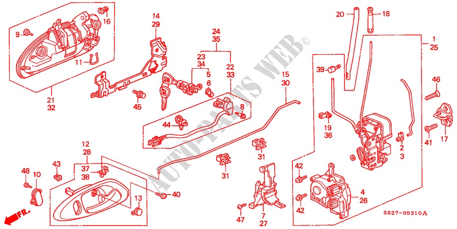 PORTIER SLOTEN voor Honda ACCORD COUPE 3.0IV6 2 deuren 4-traps automatische versnellingsbak 2000